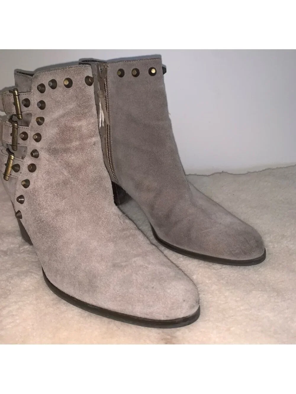 Stuart Weitzman Kickstart Studded Suede Ankle Boot 6